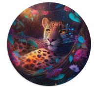 JigsawPuzzle 1000 Pieces for Adults Beautiful Leopard Round Paper Puzzles Artwork Decor Intelligence Toy for Family Indoor Games (67.5x67.5cm)