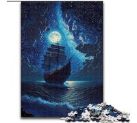 JigsawPuzzle 1000 Pieces for Adults Beautiful Pirate Ship Puzzle Made of cardboard,Perfect for Family Fun, Party Games, Birthday Party Favors 1000pcs(26x38cm)