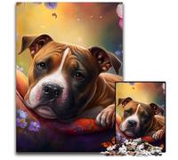 JigsawPuzzle 1000 Pieces for Adults Beautiful Staffordshire Bull Terrier cardboard Jigsaw Puzzles for Adults Perfect for Family Fun on Christmas, Thanksgiving, Birthdays & Easter 10.23x14.96inch