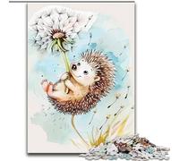 JigsawPuzzle 1000 Pieces for Adults Beautiful Watercolor Hedgehogs Jigsaw Made of Wood,Challenging DIY Brain Teaser, Perfect Family Game Or Decorative Gift 1000pcs(50x75cm)