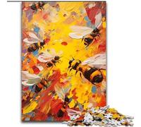 JigsawPuzzle 1000 Pieces for Adults Bee Painting Made of Wood, for Ages 14+ 50x75cm Engaging Family Game Night Activity