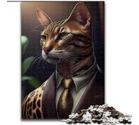 JigsawPuzzle 1000 Pieces for Adults Bengal Cat Suit Animal Puzzles for Adults size 50x75cm for Holidays, Birthdays, And Family Game Nights