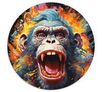 JigsawPuzzle 1000 Pieces for Adults Bizarre Colorful Monkey 1000Pc Adults Round Jigsaw Puzzle for Parents, Lovers, Friends - Age 14+ 1000pcs (67.5x67.5cm)