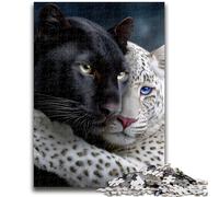 JigsawPuzzle 1000 Pieces for Adults Black And White Leopard, Challenging Game Toys Wall Decoration Unique Birthday And Xmas Gifts 50X75CM