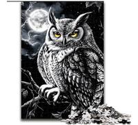 JigsawPuzzle 1000 Pieces for Adults Black And White Owl Wooden Jigsaw Puzzles 26X38CM Brain Teaser Game for Teenagers, Perfect