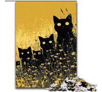 JigsawPuzzle 1000 Pieces for Adults Black Cat Family Jigsaw Home Activity for Holidays, Birthdays, And Family Game Nights 50X75CM