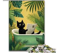 JigsawPuzzle 1000 Pieces for Adults Black Cat in Bathtub, Games Toys Gift Unique Birthday And Gifts for And Age 14 Years Up (Size 50x75cm)
