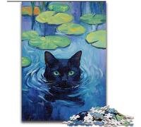 JigsawPuzzle 1000 Pieces for Adults Black Cat in The Lake Impossible Jigsaw Puzzles for Adults 26X38CM Colorful Home Decor & Interactive Family Game