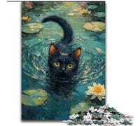 JigsawPuzzle 1000 Pieces for Adults Black Cat in The Pond Jigsaw Puzzles for Adults for Birthdays, Holidays, Space Party Decorations 50X75CM