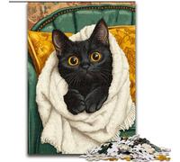 JigsawPuzzle 1000 Pieces for Adults Black Cat on The Sofa Wooden Jigsaw Puzzles for Adults 26X38CM Adult Game Gift Family Interactive Game Brain Challenge Gift