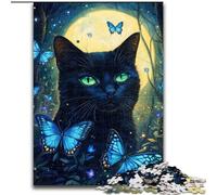 JigsawPuzzle 1000 Pieces for Adults Black Cat Under The Moon Puzzles for Adults for Family Fun Perfect for Holidays, Interactive Game Nights (Size 50x75cm)
