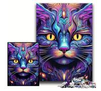 JigsawPuzzle 1000 Pieces for Adults Black Cat Wooden Jigsaw Puzzles 50x75 cm Perfect for Halloween, Christmas, Birthday Gift