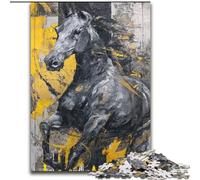 JigsawPuzzle 1000 Pieces for Adults Black Golden Horse Jigsaw for Family Fun Perfect for Holidays, Interactive Game Nights (size 50x75cm)