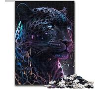 JigsawPuzzle 1000 Pieces for Adults Black Leopard Painting Made of Wood, for Ages 14+ 50x75cm Engaging Family Game Night Activity