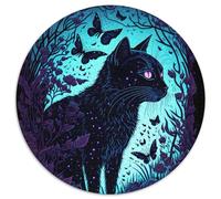 JigsawPuzzle 1000 Pieces for Adults Black Light Cat 1000Pc Adults Round Jigsaw Puzzle for Parents, Lovers, Friends - Age 14+ 1000pcs (67.5x67.5cm)