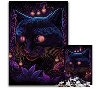 JigsawPuzzle 1000 Pieces for Adults Black Light Cat cardboard Jigsaw Puzzles Ideal DIY Decor & Brain Teaser Gift 26X38CM/10.23x14.96inch