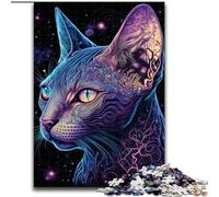 JigsawPuzzle 1000 Pieces for Adults Black Light Cat Puzzles for Adults for Birthdays, Holidays, And Home Decor (Szie 26x38cm)