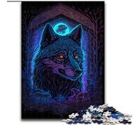 JigsawPuzzle 1000 Pieces for Adults Black Light Wolf Jigsaws 1000 Pieces for Adults for Teenagers, Family Interactive Game, Challenge Gift Size 50X75CM