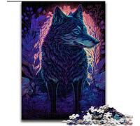 JigsawPuzzle 1000 Pieces for Adults Black Light Wolf Made of Wood, for Ages 14+ 50x75cm Engaging Family Game Night Activity