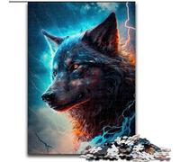 JigsawPuzzle 1000 Pieces for Adults Black Lightning Wolf Jigsaw Puzzles for Adults for Birthdays, Holidays, Space Party Decorations (Size 26x38cm)