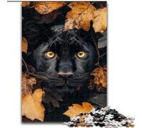 JigsawPuzzle 1000 Pieces for Adults Black Panther in Fallen Leaves, Help The Brain Exercise Addictive Toys to Cultivate Patience Perfect Decoration (Size 26x38cm)