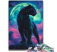 JigsawPuzzle 1000 Pieces for Adults Black Panther Under The Moon, for And 14 Years And over for Educational Game Challenge Toy Gift for Birthdays 26X38CM