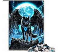 JigsawPuzzle 1000 Pieces for Adults Black Wings Wolf Puzzles for Adults 26X38CM for Holidays, Birthdays, And Family Game Nights