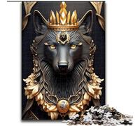 JigsawPuzzle 1000 Pieces for Adults Black Wolf Golden Art Deco Wooden Jigsaw Puzzles for Adults size 50x75cm Perfect, DIY Artwork