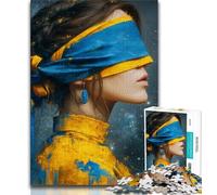 JigsawPuzzle 1000 Pieces for Adults Blindfolded Woman, Toy Intellectual Game,with Fully Interlocking Randomly Shaped Pieces for And Age 14 Years Up 38x26cm