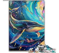 JigsawPuzzle 1000 Pieces for Adults Blue Whale Jigsaw Made of Wood Brain Teaser Game, Interactive Family Game, Suitable for Ages 14+ size 50X75CM