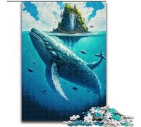 JigsawPuzzle 1000 Pieces for Adults Blue Whale Painting cardboard Jigsaw size 26x38cm Home Decor Brain Teaser Game for Teenagers & Family Interaction