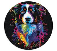 JigsawPuzzle 1000 Pieces for Adults Border Collie Round Paper Puzzles for Teenagers Age Group 14+, Home Decor 1000pcs (67.5x67.5cm)