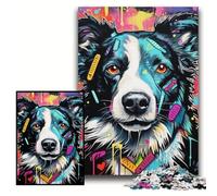 JigsawPuzzle 1000 Pieces for Adults Border Collie Wooden Jigsaw Puzzles 50x75 cm Perfect for Halloween, Christmas, Birthday Gift