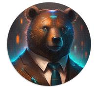 JigsawPuzzle 1000 Pieces for Adults Boss Brown Bear Round Paper Puzzles for Teenagers Age Group 14+, Home Decor 1000pcs (67.5x67.5cm)