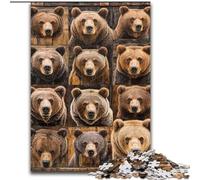 JigsawPuzzle 1000 Pieces for Adults Brown Bear Collage Jigsaw Puzzle Made of Wood for Birthdays, Holidays & Home Decor size 50X75CM