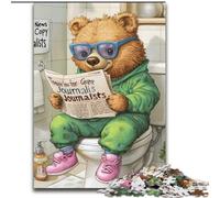 JigsawPuzzle 1000 Pieces for Adults Brown Bear Go Toilet Wooden Jigsaw Puzzles for Adults Perfect for Teenagers & Family Fun, for Birthdays (Size 38x26cm)