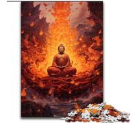 JigsawPuzzle 1000 Pieces for Adults Buddha Rising through The Fire Made of Wood, for Ages 14+ 50x75cm Brain Teaser Game for Teenagers, Perfect