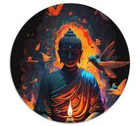 JigsawPuzzle 1000 Pieces for Adults Buddha Statues Round Puzzle 1000 Pieces Jigsaw Challenging DIY Brain Teaser for Teenagers 67.5x67.5cm