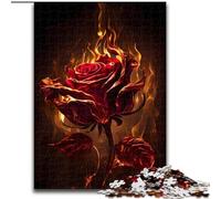 JigsawPuzzle 1000 Pieces for Adults Burning Rose Made of Wood, Perfect for Birthday, Christmas 50x75cm DIY Art Decor