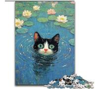 JigsawPuzzle 1000 Pieces for Adults Cat at The Pond Jigsaw Puzzle Made of Wood for Birthdays, Holidays & Home Decor size 50X75CM