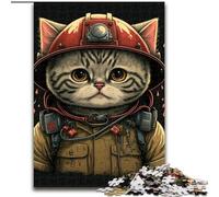 JigsawPuzzle 1000 Pieces for Adults Cat Fireman, for 14+ Challenging Game As A Gift for The Whole Family And Friends (Size 26x38cm)