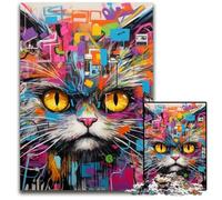 JigsawPuzzle 1000 Pieces for Adults Cat Graffiti Jigsaw Puzzles for Adults Adult Game Gift Family Interactive Game Brain Challenge Gift 26X38CM/10.23x14.96inch