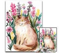 JigsawPuzzle 1000 Pieces for Adults Cat in A Garden of Flowers Puzzles for Adults Interactive Family Game DIY Home Decor Brain Teaser Gift 1000 PCS(75x50cm)