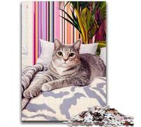 JigsawPuzzle 1000 Pieces for Adults Cat on The Sofa Help The Brain Exercise Addictive Toys to Cultivate Patience Suitable for Couples 50x75cm