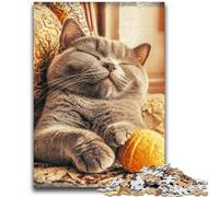 JigsawPuzzle 1000 Pieces for Adults Cat Playing with A Ball of Yarn Family Fun for Is Ideal As A Gift for The Whole Family for And Age 14 Years Up 26x38cm