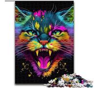 JigsawPuzzle 1000 Pieces for Adults Cat Pop Art Animal Angry Jigsaw Family Interactive Game, Ideal for Teenagers, Brain Teaser Gift (size : 50x75cm)