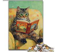 JigsawPuzzle 1000 Pieces for Adults Cat Reading A Book 1000Pc Adults Jigsaw Puzzle Family Interaction & Brain Challenge, Family Activity Challenge 50X75CM