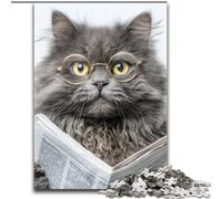 JigsawPuzzle 1000 Pieces for Adults Cat Reading Newspaper, Suitable for People Aged 14 And Above Challenging To Complete But Fun And Humorous Great Gift (size 26x38cm)