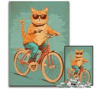 JigsawPuzzle 1000 Pieces for Adults Cat Riding A BicyclePuzzles for Adults for Family And Friends Suitable for Ages 14+ 1000 PCS(38x26cm)