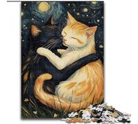 JigsawPuzzle 1000 Pieces for Adults Cats Hugging The Night Sky Puzzle 1000 Pieces Jigsaw Interactive Family Game, Suitable for Ages 14+ (size 26x38cm)